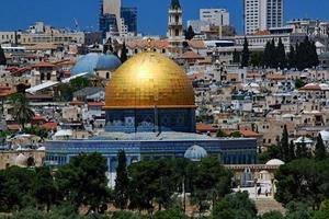 A view of the Dome of the Rock from the Mount of Olives photo