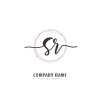 SR Initial handwriting and signature logo design with circle. Beautiful design handwritten logo for fashion, team, wedding, luxury logo. vector