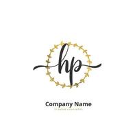 hp escritura a mano inicial y diseño de logotipo de firma con círculo. hermoso diseño de logotipo escrito a mano para moda, equipo, boda, logotipo de lujo. vector