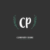 CP Initial handwriting and signature logo design with circle. Beautiful design handwritten logo for fashion, team, wedding, luxury logo. vector