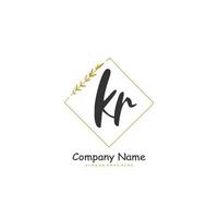 KR Initial handwriting and signature logo design with circle. Beautiful design handwritten logo for fashion, team, wedding, luxury logo. vector