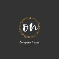 ON Initial handwriting and signature logo design with circle. Beautiful design handwritten logo for fashion, team, wedding, luxury logo. vector