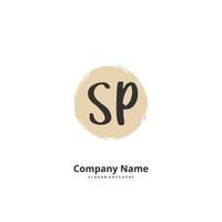 SP Initial handwriting and signature logo design with circle. Beautiful design handwritten logo for fashion, team, wedding, luxury logo. vector