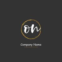 ON Initial handwriting and signature logo design with circle. Beautiful design handwritten logo for fashion, team, wedding, luxury logo. vector