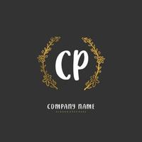 cp escritura a mano inicial y diseño de logotipo de firma con círculo. hermoso diseño de logotipo escrito a mano para moda, equipo, boda, logotipo de lujo. vector