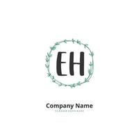 EH Initial handwriting and signature logo design with circle. Beautiful design handwritten logo for fashion, team, wedding, luxury logo. vector