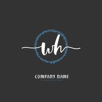 WH Initial handwriting and signature logo design with circle. Beautiful design handwritten logo for fashion, team, wedding, luxury logo. vector