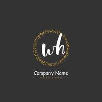 wh escritura a mano inicial y diseño de logotipo de firma con círculo. hermoso diseño de logotipo escrito a mano para moda, equipo, boda, logotipo de lujo. vector