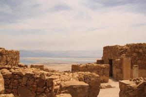 A view of the Hilltop fortress of Massada in Israel photo