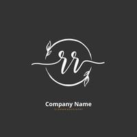 RR Initial handwriting and signature logo design with circle. Beautiful design handwritten logo for fashion, team, wedding, luxury logo. vector