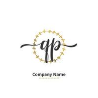 QP Initial handwriting and signature logo design with circle. Beautiful design handwritten logo for fashion, team, wedding, luxury logo. vector