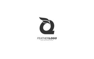 Q logo wing for identity. feather template vector illustration for your brand.