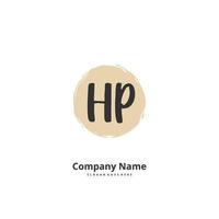 hp escritura a mano inicial y diseño de logotipo de firma con círculo. hermoso diseño de logotipo escrito a mano para moda, equipo, boda, logotipo de lujo. vector