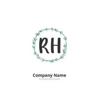 RH Initial handwriting and signature logo design with circle. Beautiful design handwritten logo for fashion, team, wedding, luxury logo. vector