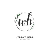 WH Initial handwriting and signature logo design with circle. Beautiful design handwritten logo for fashion, team, wedding, luxury logo. vector