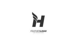 H logo wing for identity. feather template vector illustration for your brand.