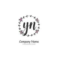 YN Initial handwriting and signature logo design with circle. Beautiful design handwritten logo for fashion, team, wedding, luxury logo. vector