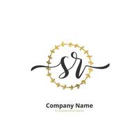 SR Initial handwriting and signature logo design with circle. Beautiful design handwritten logo for fashion, team, wedding, luxury logo. vector