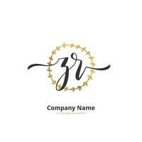 ZR Initial handwriting and signature logo design with circle. Beautiful design handwritten logo for fashion, team, wedding, luxury logo. vector