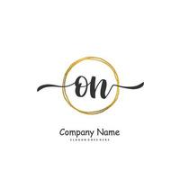 ON Initial handwriting and signature logo design with circle. Beautiful design handwritten logo for fashion, team, wedding, luxury logo. vector