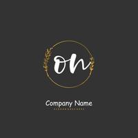 ON Initial handwriting and signature logo design with circle. Beautiful design handwritten logo for fashion, team, wedding, luxury logo. vector