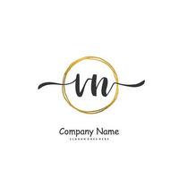 VN Initial handwriting and signature logo design with circle. Beautiful design handwritten logo for fashion, team, wedding, luxury logo. vector