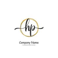 HP Initial handwriting and signature logo design with circle. Beautiful design handwritten logo for fashion, team, wedding, luxury logo. vector