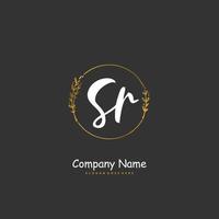 SR Initial handwriting and signature logo design with circle. Beautiful design handwritten logo for fashion, team, wedding, luxury logo. vector