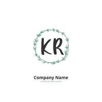 KR Initial handwriting and signature logo design with circle. Beautiful design handwritten logo for fashion, team, wedding, luxury logo. vector