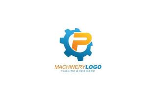 P logo gear for identity. industrial template vector illustration for your brand.