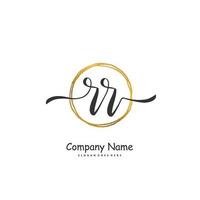 RR Initial handwriting and signature logo design with circle. Beautiful design handwritten logo for fashion, team, wedding, luxury logo. vector