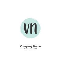 VN Initial handwriting and signature logo design with circle. Beautiful design handwritten logo for fashion, team, wedding, luxury logo. vector