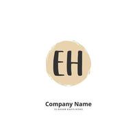 EH Initial handwriting and signature logo design with circle. Beautiful design handwritten logo for fashion, team, wedding, luxury logo. vector