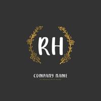 RH Initial handwriting and signature logo design with circle. Beautiful design handwritten logo for fashion, team, wedding, luxury logo. vector