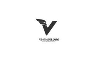 V logo wing for identity. feather template vector illustration for your brand.