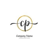 CP Initial handwriting and signature logo design with circle. Beautiful design handwritten logo for fashion, team, wedding, luxury logo. vector