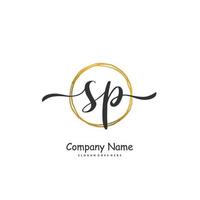 SP Initial handwriting and signature logo design with circle. Beautiful design handwritten logo for fashion, team, wedding, luxury logo. vector