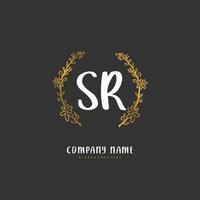 sr escritura a mano inicial y diseño de logotipo de firma con círculo. hermoso diseño de logotipo escrito a mano para moda, equipo, boda, logotipo de lujo. vector