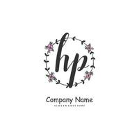 hp escritura a mano inicial y diseño de logotipo de firma con círculo. hermoso diseño de logotipo escrito a mano para moda, equipo, boda, logotipo de lujo. vector