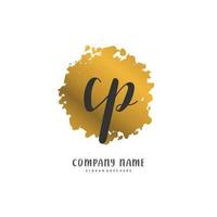 cp escritura a mano inicial y diseño de logotipo de firma con círculo. hermoso diseño de logotipo escrito a mano para moda, equipo, boda, logotipo de lujo. vector