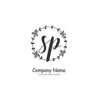 sp escritura a mano inicial y diseño de logotipo de firma con círculo. hermoso diseño de logotipo escrito a mano para moda, equipo, boda, logotipo de lujo. vector