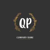 QP Initial handwriting and signature logo design with circle. Beautiful design handwritten logo for fashion, team, wedding, luxury logo. vector