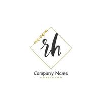 RH Initial handwriting and signature logo design with circle. Beautiful design handwritten logo for fashion, team, wedding, luxury logo. vector