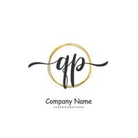 QP Initial handwriting and signature logo design with circle. Beautiful design handwritten logo for fashion, team, wedding, luxury logo. vector