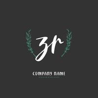 zr escritura a mano inicial y diseño de logotipo de firma con círculo. hermoso diseño de logotipo escrito a mano para moda, equipo, boda, logotipo de lujo. vector