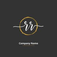 RR Initial handwriting and signature logo design with circle. Beautiful design handwritten logo for fashion, team, wedding, luxury logo. vector