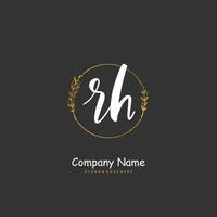 RH Initial handwriting and signature logo design with circle. Beautiful design handwritten logo for fashion, team, wedding, luxury logo. vector