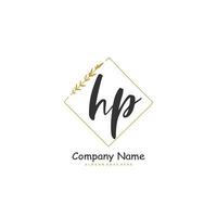 HP Initial handwriting and signature logo design with circle. Beautiful design handwritten logo for fashion, team, wedding, luxury logo. vector