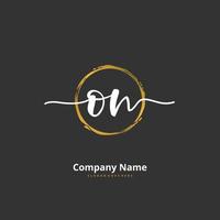 ON Initial handwriting and signature logo design with circle. Beautiful design handwritten logo for fashion, team, wedding, luxury logo. vector