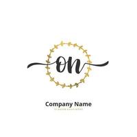 ON Initial handwriting and signature logo design with circle. Beautiful design handwritten logo for fashion, team, wedding, luxury logo. vector